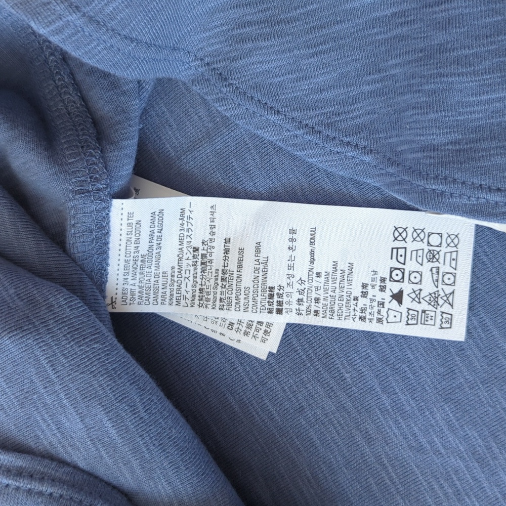 S: Kirkland signature 3/4 sleeve cotton slub t-shirt ladies - Picture 6 of 7